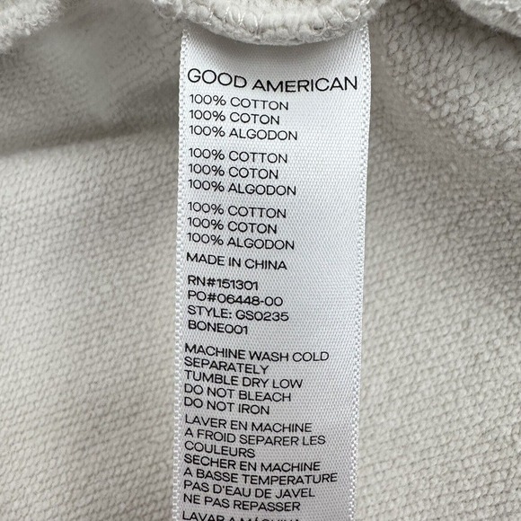 Good American Shacket Shirt Jacket Size 3/4 Large Button Up Cotton Terry Cream - Picture 8 of 13